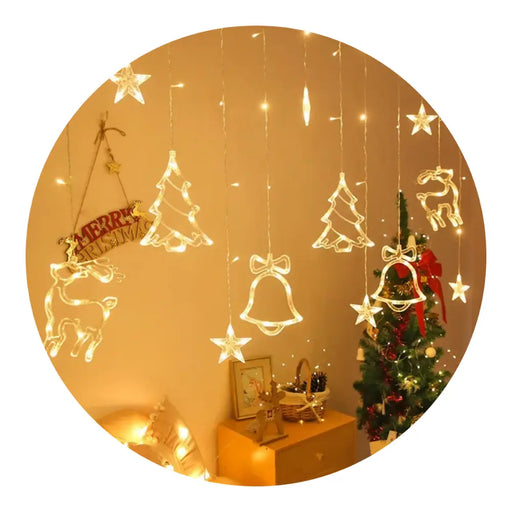Luces Navideñas Solares Led Reno Campana Pino Decora Navidad - Fliperex