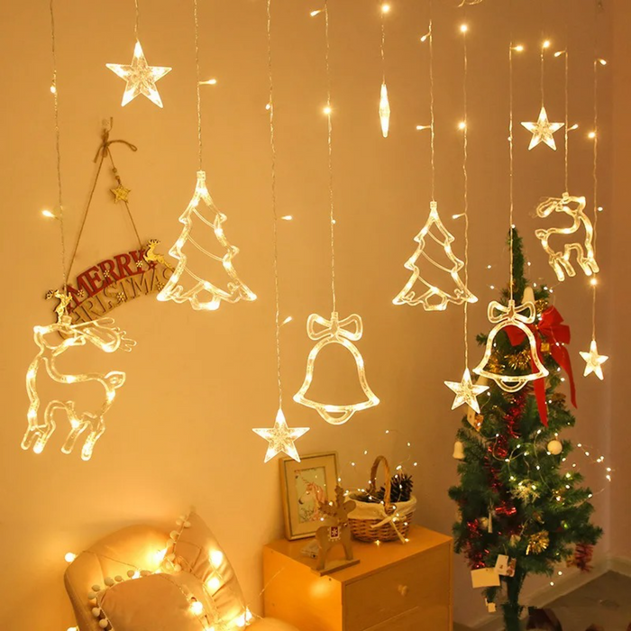 Luces Navideñas Solares Led Reno Campana Pino Decora Navidad