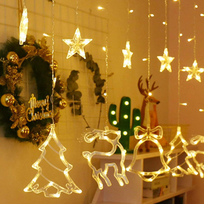 Luces Navideñas Solares Led Reno Campana Pino Decora Navidad