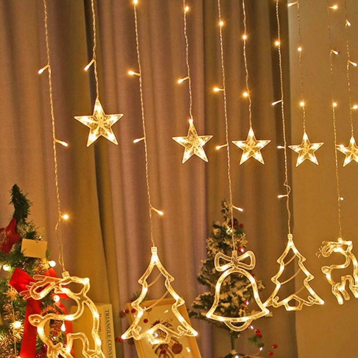 Luces Navideñas Solares Led Reno Campana Pino Decora Navidad