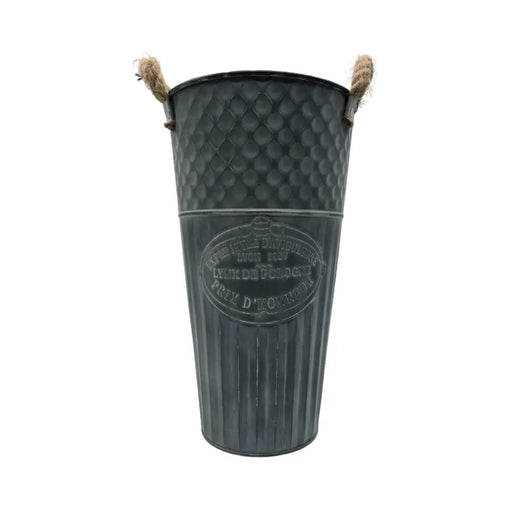 Macetero Balde Metalico Decorativo Vintage Desgastado Verd L - Fliperex