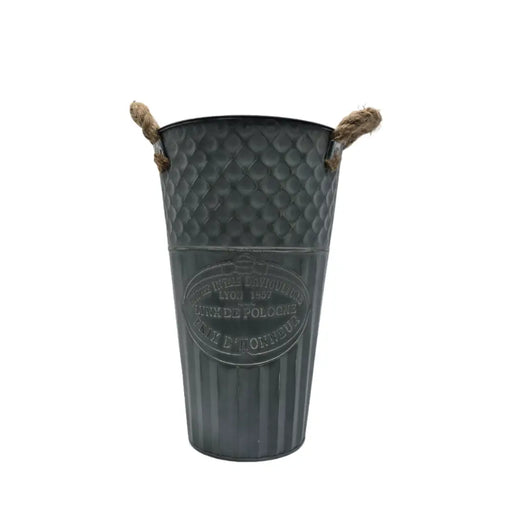 Macetero Balde Metalico Decorativo Vintage Desgastado Verd M - Fliperex