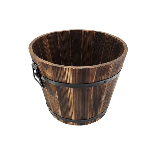 Macetero De Madera Tipo Barril Para Jardín Terraza Plantas - Fliperex