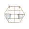 Macetero Doble De Fierro De Pared Hexagonal Colgante Dorado