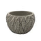 Macetero Maceta Acabado Cemento Relieve Hojas Gris M