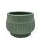 Macetero Maceta Acabado Mate Verde Con Lineas Relieve