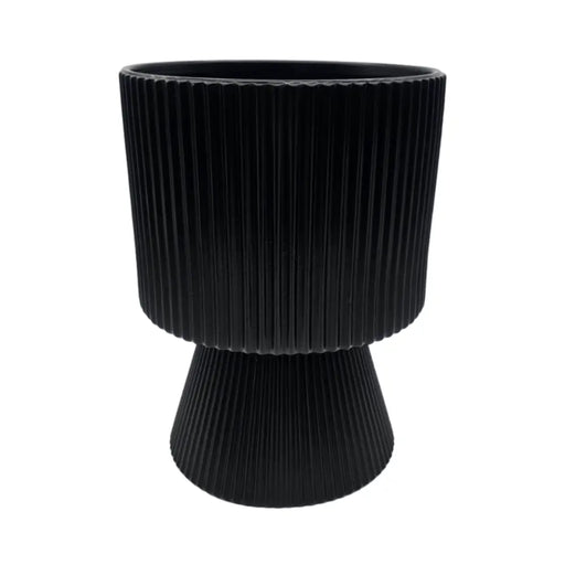 Macetero Maceta Ceramica Estilo Nordico Negro Base Conica - Fliperex