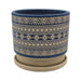 Macetero Maceta De Ceramica Azul Con Patrones Beige L - Fliperex