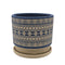 Macetero Maceta De Ceramica Azul Con Patrones Beige M