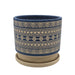 Macetero Maceta De Ceramica Azul Con Patrones Beige M - Fliperex