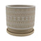 Macetero Maceta De Ceramica Beige Con Patrones Blancos L