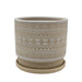 Macetero Maceta De Ceramica Beige Con Patrones Blancos M - Fliperex