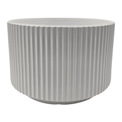 Macetero Maceta De Ceramica Blanco Lineas Verticales Grande - Fliperex