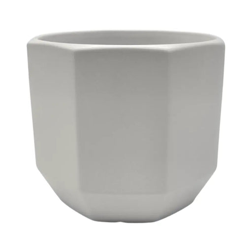 Macetero Maceta De Ceramica Blanco Lineas Verticales L - Fliperex