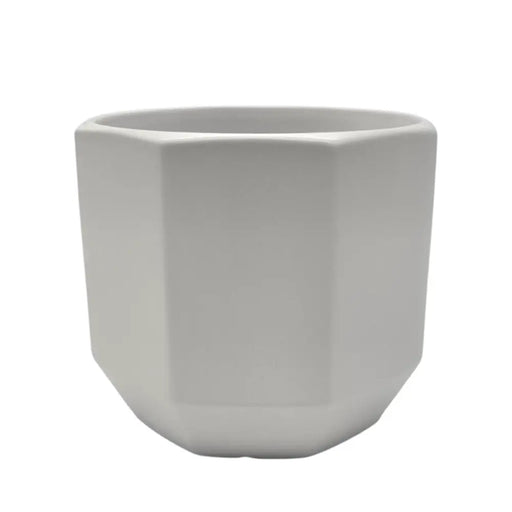 Macetero Maceta De Ceramica Blanco Lineas Verticales M - Fliperex