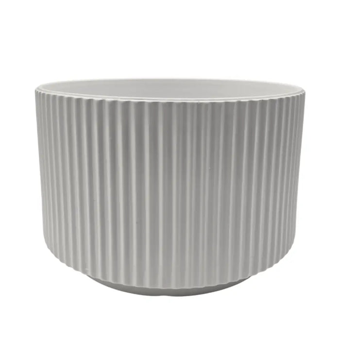 Macetero Maceta De Ceramica Blanco Lineas Verticales Pequeño - Fliperex