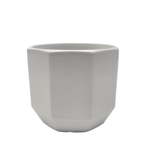 Macetero Maceta De Ceramica Blanco Lineas Verticales S - Fliperex