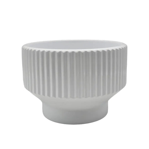 Macetero Maceta De Ceramica Copon Blanco Brillante M - Fliperex