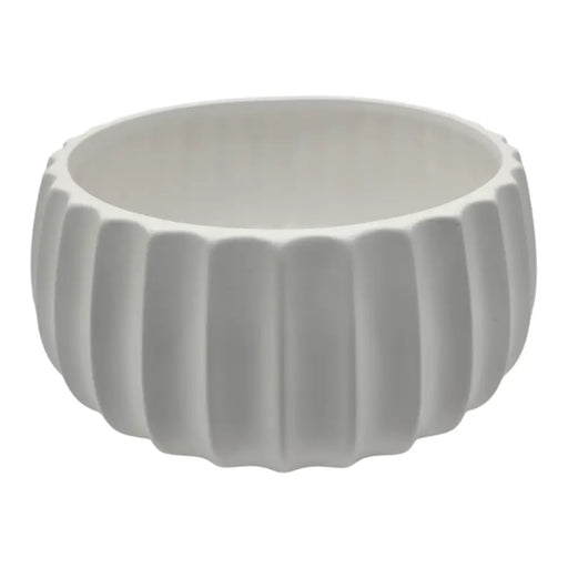 Macetero Maceta De Ceramica Copon Ranurado Blanco Brillante - Fliperex