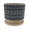 Macetero Maceta De Ceramica Gris Con Patrones Negros L