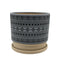 Macetero Maceta De Ceramica Gris Con Patrones Negros M