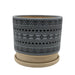 Macetero Maceta De Ceramica Gris Con Patrones Negros M - Fliperex