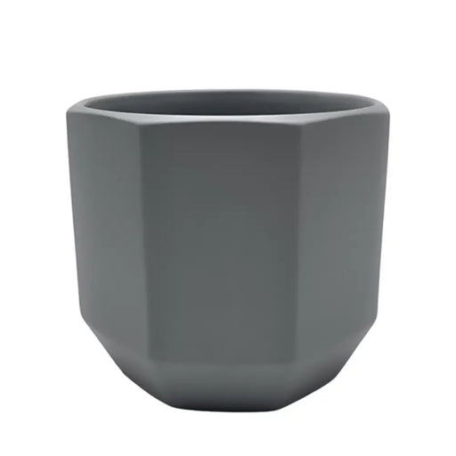 Macetero Maceta De Ceramica Gris Lineas Verticales M - Fliperex