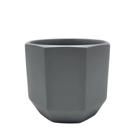 Macetero Maceta De Ceramica Gris Lineas Verticales S - Fliperex