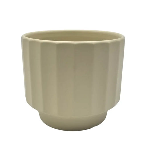 Macetero Maceta De Ceramica Limon Mate Lineas Verticales M - Fliperex