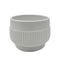 Macetero Maceta De Ceramica Lineas Relieve Blanco M