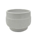 Macetero Maceta De Ceramica Lineas Relieve Blanco M - Fliperex