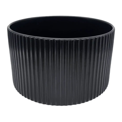 Macetero Maceta De Ceramica Negro Lineas Verticales Grande - Fliperex