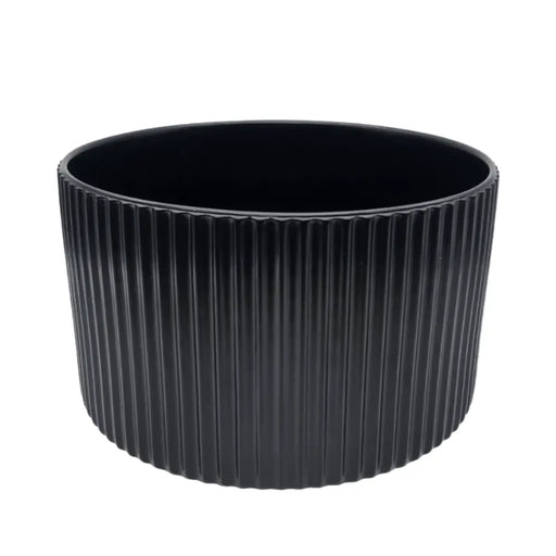 Macetero Maceta De Ceramica Negro Lineas Verticales Pequeño - Fliperex