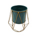 Macetero Maceta Geometrica Pedestal Fierro Decoracion Verde - Fliperex