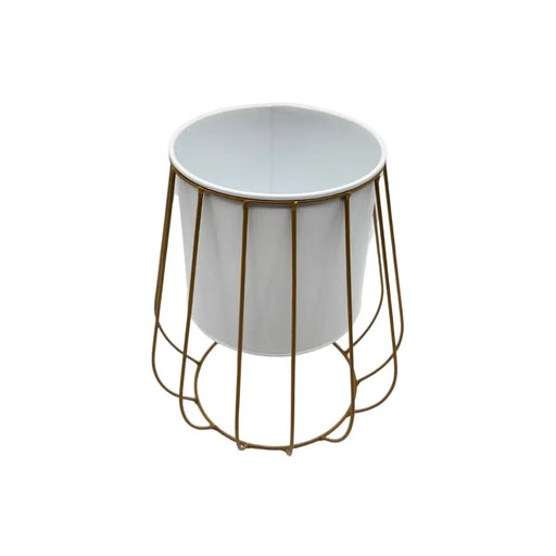 Macetero Maceta Nordica Pedestal Fierro Decoracion Blanco - Fliperex