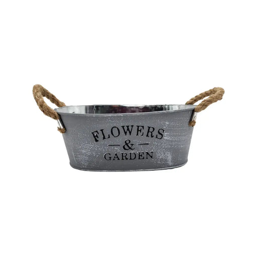 Macetero Maceta Ovalado Metálico Decoración Flowersgarden P - Fliperex