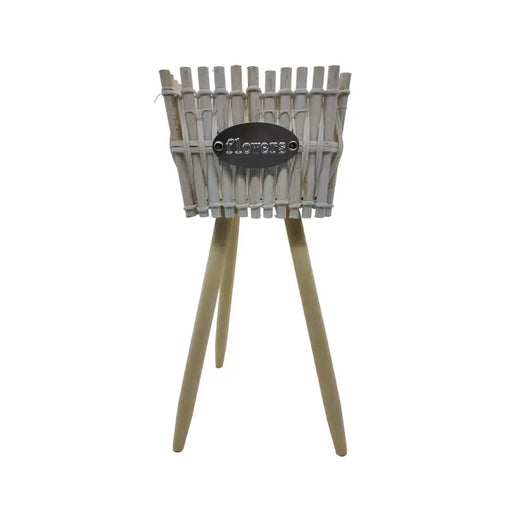 Macetero Pedestal Madera Rustico Porta Macetero Mediano - Fliperex