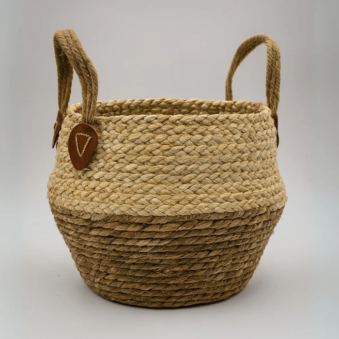 Macetero Cesto Maceta De Yute Tejida Plegable Con Asas L