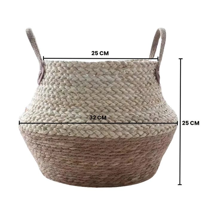 Macetero Cesto Maceta De Yute Tejida Plegable Con Asas M