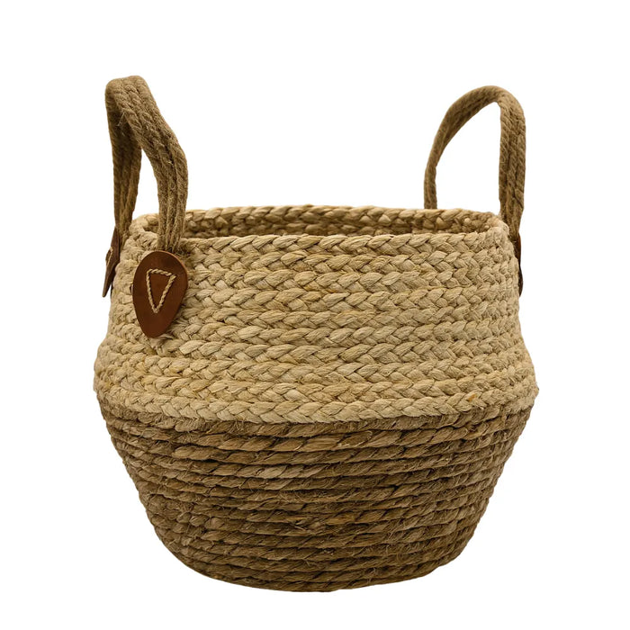Macetero Cesto Maceta De Yute Tejida Plegable Con Asas M