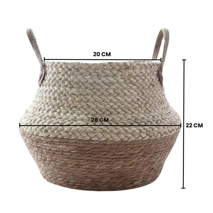 Macetero Cesto Maceta De Yute Tejida Plegable Con Asas S