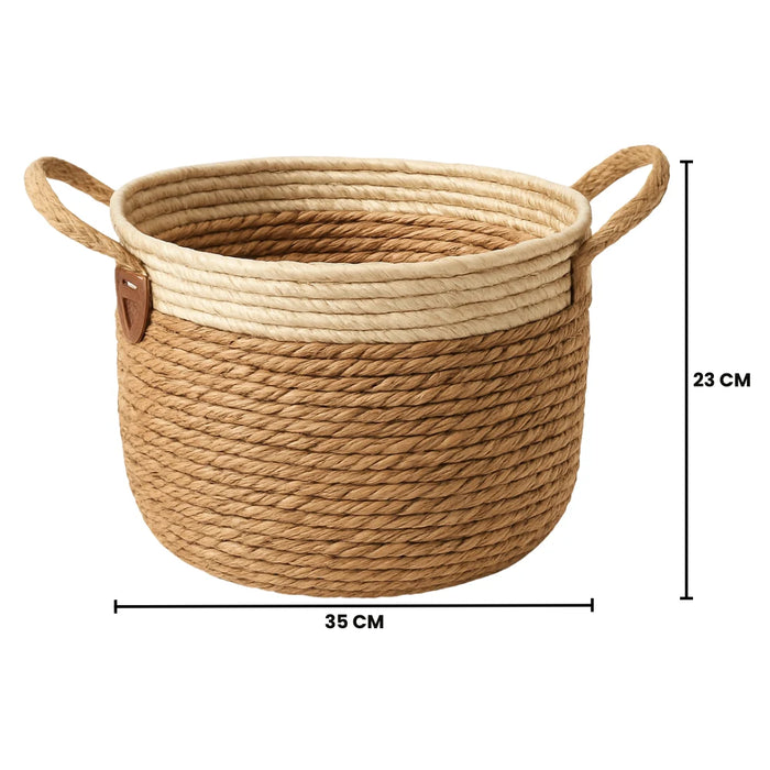 Macetero Cesto Maceta De Yute Tejida Rustica Con Asas L