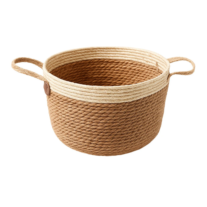 Macetero Cesto Maceta De Yute Tejida Rustica Con Asas L