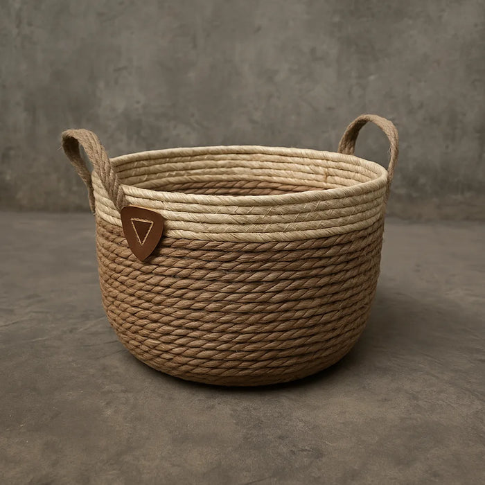 Macetero Cesto Maceta De Yute Tejida Rustica Con Asas L