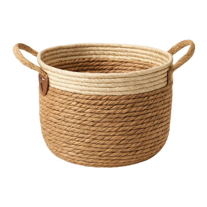 Macetero Cesto Maceta De Yute Tejida Rustica Con Asas M