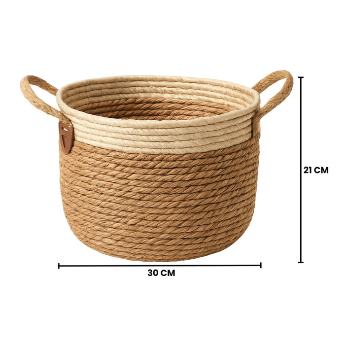 Macetero Cesto Maceta De Yute Tejida Rustica Con Asas M