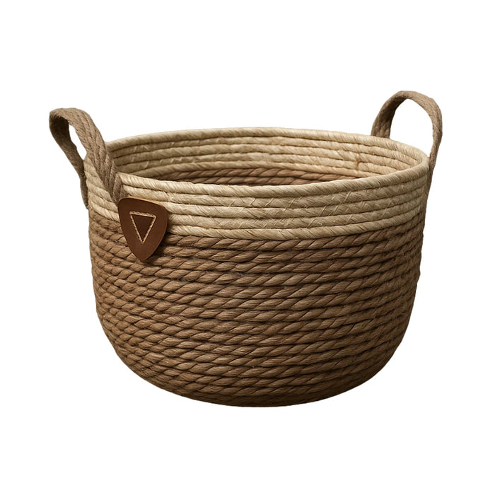 Macetero Cesto Maceta De Yute Tejida Rustica Con Asas S