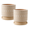 Macetero Maceta De Ceramica Beige Con Patrones Blancos L