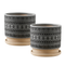 Macetero Maceta De Ceramica Gris Con Patrones Negros M
