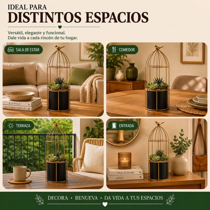 Macetero Metalico Con Pedestal Decorativo Plantas Suculentas